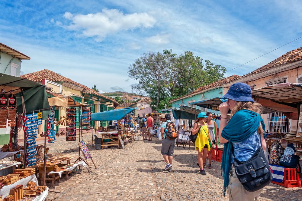 Local market in Cuba with souvenirs