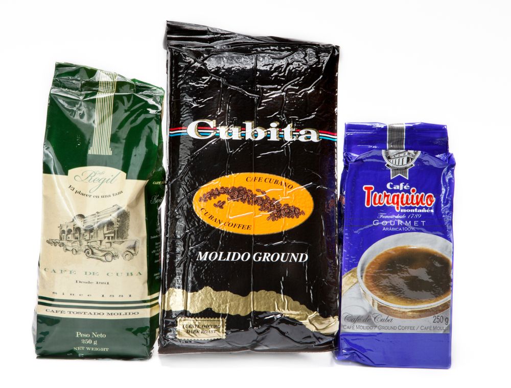 Some of the most popular Cuban coffee packaged brands: Cubita and Turquino