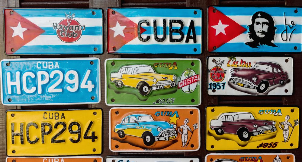 Original Cuban souvenir - colorful license plates