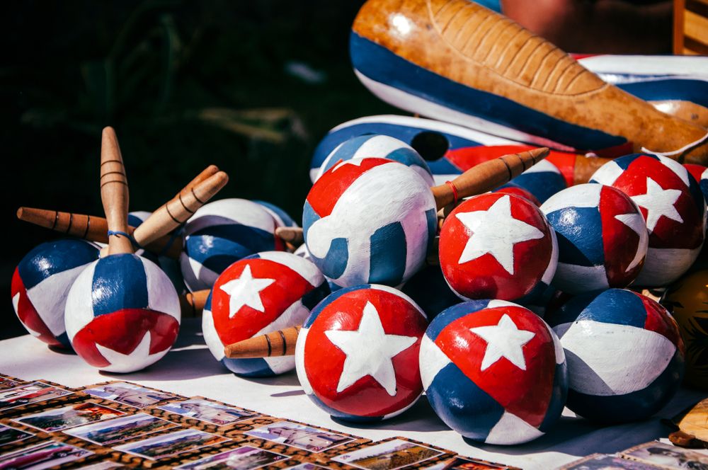 Cuban maracas painted in the colors of the Cuban flag