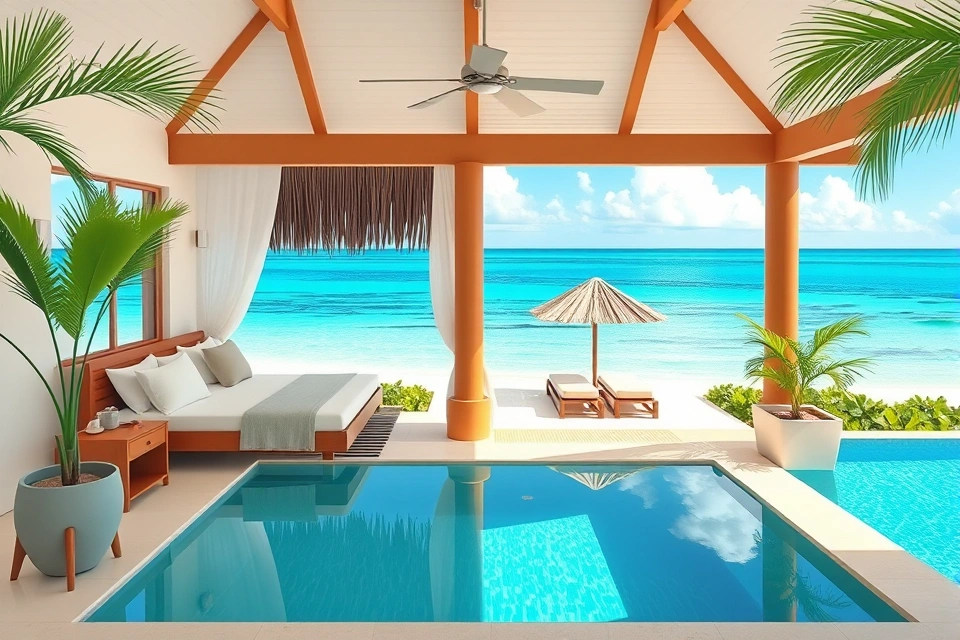Upscale beachfront suite with private pool access at luxury Punta Cana resort
