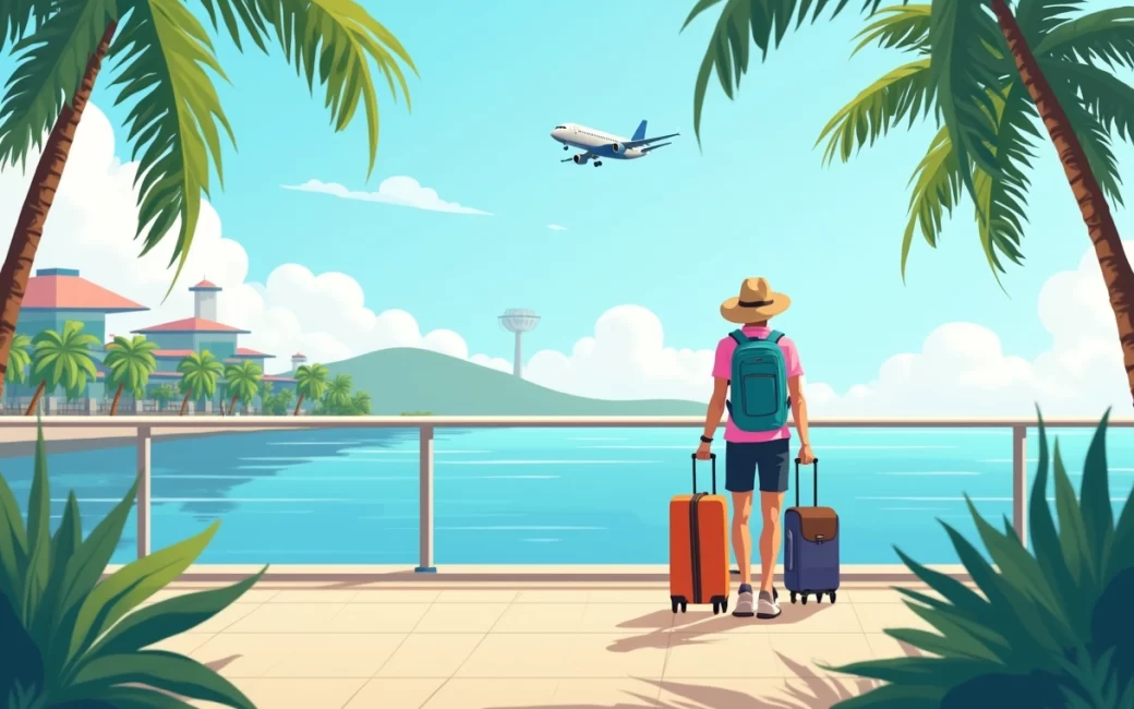 Traveler with luggage at Punta Cana airport arrival area