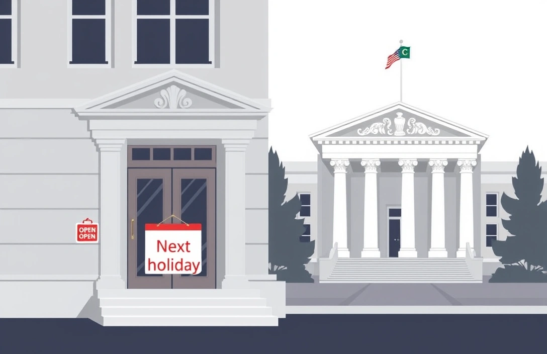State office closed for a state-specific holiday while federal building continues operating in the background