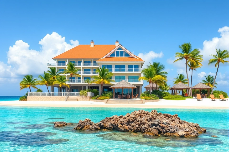 Caribbean resort with direct beach access to nearby coral reef