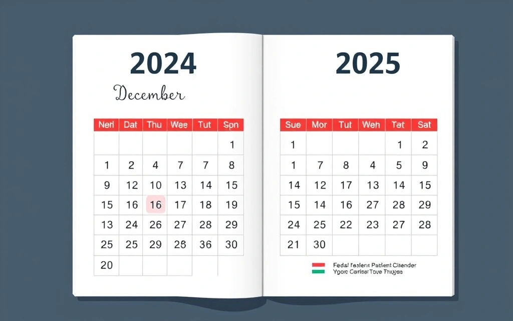 Calendar page with December holidays marked and labeled